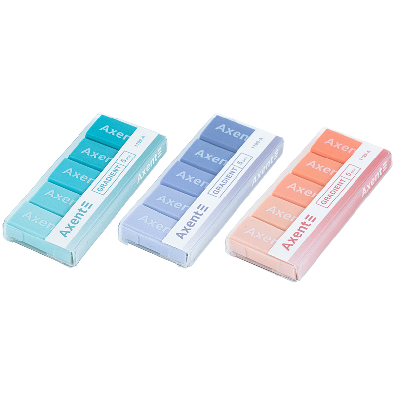 Набір гумок Axent Gradient 1199-A у пластиковому боксі, асорті, 5 шт.